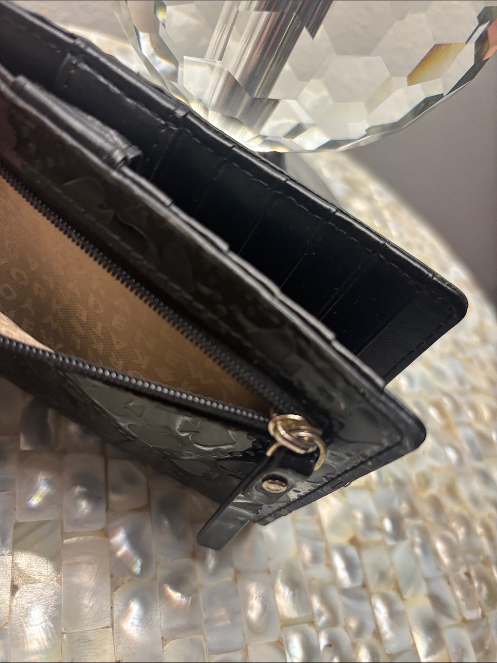 NWOT Kate Spade Black Patent Wallet – Embossed Heart & Club Motif - Picture 5 of 8